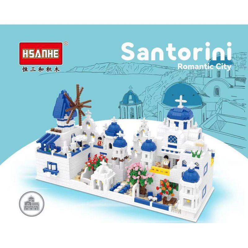 HSANHE CACO 8651 non  SANTORINI bộ đồ chơi xếp lắp ráp ghép mô hình Creator Sáng Tạo 4310 khối
