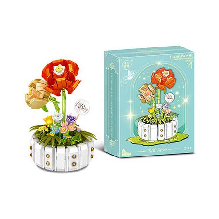 WEILE CHUANGXIANG 2141 non  HOA HỒNG bộ đồ chơi xếp lắp ráp ghép mô hình Creator Sáng Tạo 482 khối