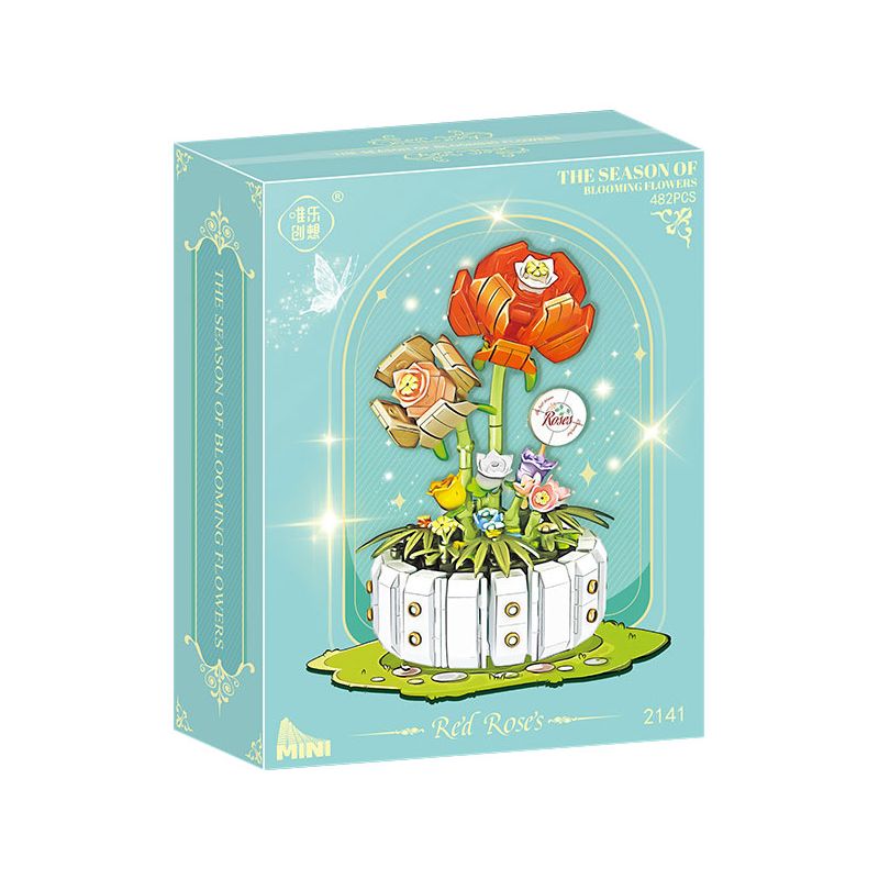 WEILE CHUANGXIANG 2141 non  HOA HỒNG bộ đồ chơi xếp lắp ráp ghép mô hình Creator Sáng Tạo 482 khối