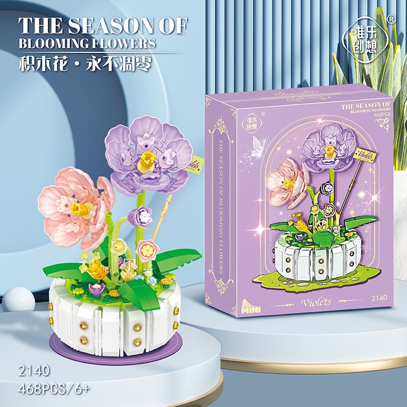 WEILE CHUANGXIANG 2140 non  MÀU TÍM bộ đồ chơi xếp lắp ráp ghép mô hình Creator Sáng Tạo 468 khối