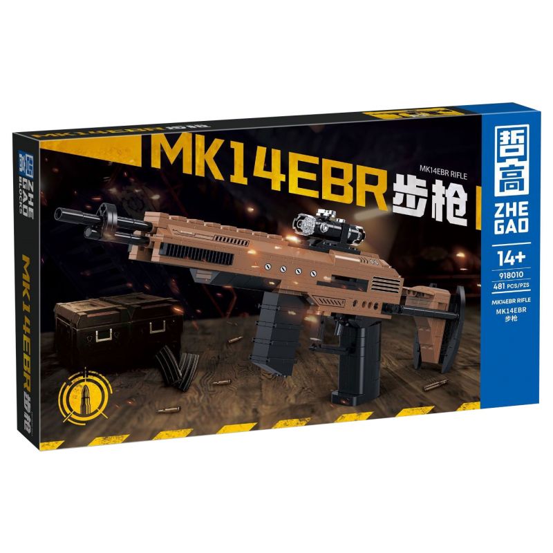 ZHEGAO 918010 non Lego SÚNG TRƯỜNG MK14EBR bộ đồ chơi xếp lắp ráp ghép mô hình Military Army MK14EBR RIFLE Quân Sự Bộ Đội 481 khối