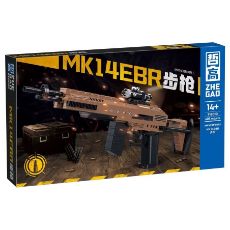 ZHEGAO 918010 non  SÚNG TRƯỜNG MK14EBR bộ đồ chơi xếp lắp ráp ghép mô hình Military Army MK14EBR RIFLE Quân Sự Bộ Đội 481 khối