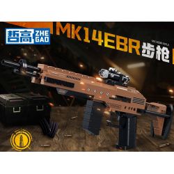 ZHEGAO 918010 non  SÚNG TRƯỜNG MK14EBR bộ đồ chơi xếp lắp ráp ghép mô hình Military Army MK14EBR RIFLE Quân Sự Bộ Đội 481 khối