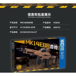 ZHEGAO 918010 non  SÚNG TRƯỜNG MK14EBR bộ đồ chơi xếp lắp ráp ghép mô hình Military Army MK14EBR RIFLE Quân Sự Bộ Đội 481 khối