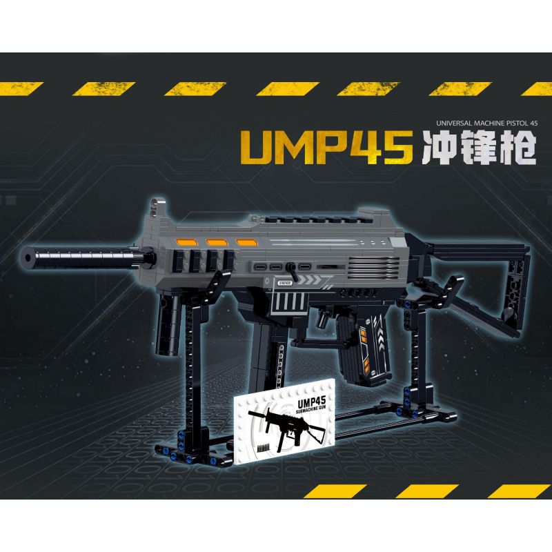 ZHEGAO 918007 non  SÚNG TIỂU LIÊN UMP45 bộ đồ chơi xếp lắp ráp ghép mô hình Military Army UNIVERSAL MACHINE PISTOL 45 Quân Sự Bộ Đội 555 khối