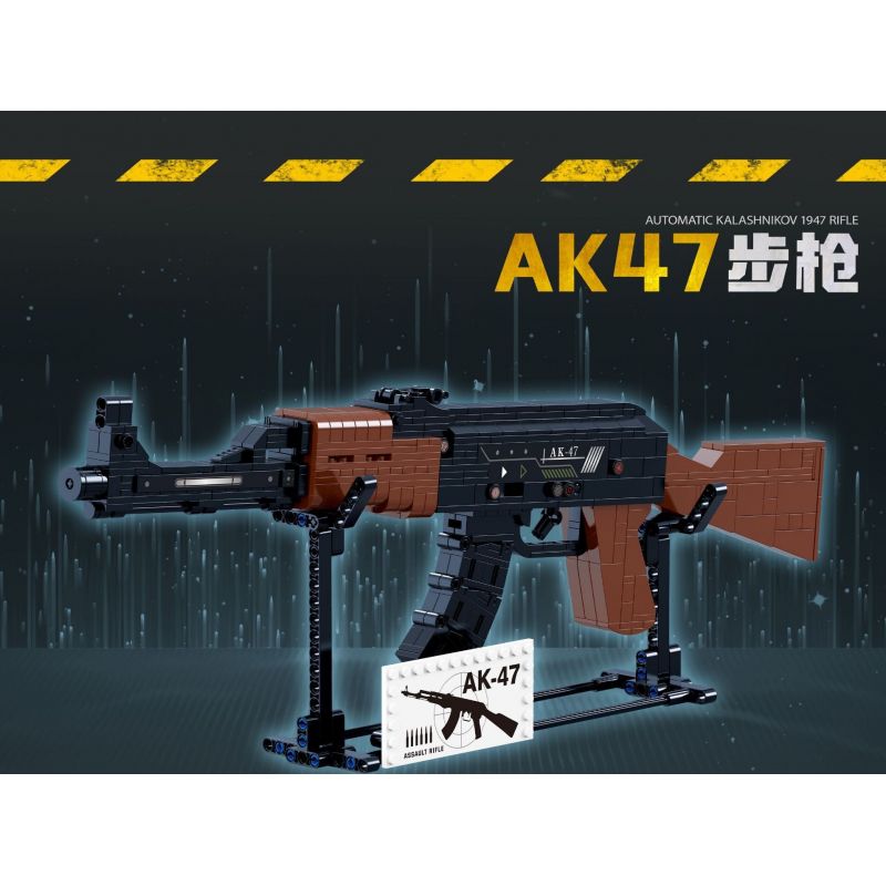 ZHEGAO 918001 non  SÚNG TRƯỜNG AK47 bộ đồ chơi xếp lắp ráp ghép mô hình Military Army AUTOMATIC KALASHNIKOV 1947 RIFLE Quân Sự Bộ Đội 555 khối