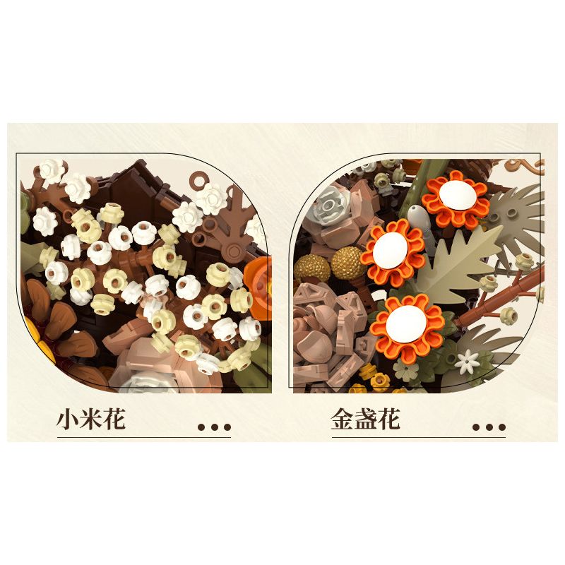 JAKI JK2511 2511 non  TẠP CHÍ THỰC VẬT HOA TREO TƯỜNG NGHỆ THUẬT BẮC ÂU ĐƯỢC BẢO QUẢN bộ đồ chơi xếp lắp ráp ghép mô hình Creator NORDIC ART WALL FLOWER Sáng Tạo