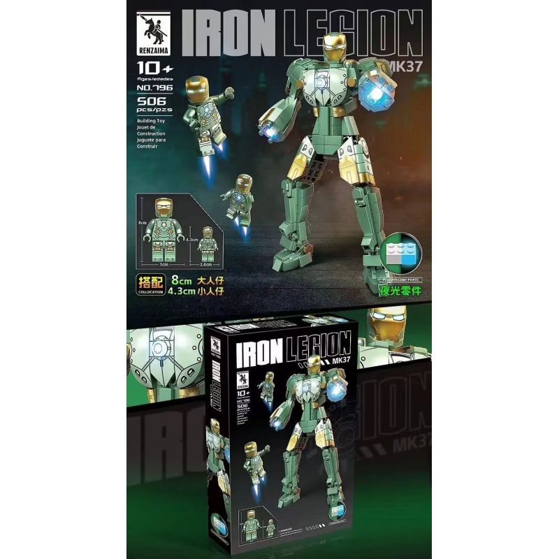 RENZAIMA 796 non  NGƯỜI SẮT MK37 bộ đồ chơi xếp lắp ráp ghép mô hình Super Heroes IRON LEGION MK37 Siêu Nhân Anh Hùng 506 khối