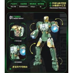 RENZAIMA 796 non  NGƯỜI SẮT MK37 bộ đồ chơi xếp lắp ráp ghép mô hình Super Heroes IRON LEGION MK37 Siêu Nhân Anh Hùng 506 khối