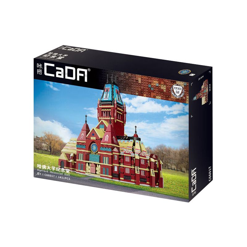 CADA DOUBLEE C66017 66017 non  NHÀ TƯỞNG NIỆM ĐẠI HỌC HARVARD bộ đồ chơi xếp lắp ráp ghép mô hình Creator HARVARD MEMORIAL HALL Sáng Tạo 1411 khối