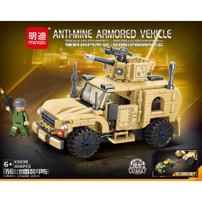 MINGDI LEIBAO K0638 0638 non  COMBO PHÓNG XE BỌC THÉP PHÒNG THỦ MÌN bộ đồ chơi xếp lắp ráp ghép mô hình Military Army ANTI-MINE ARMORED VEHICLE Quân Sự Bộ Đội 406 khối