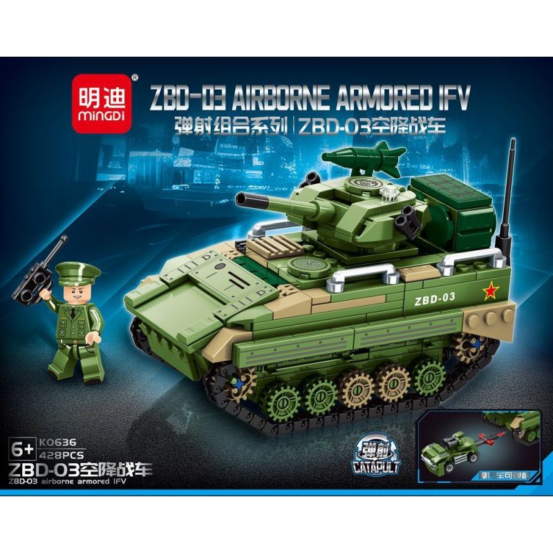 MINGDI LEIBAO K0636 0636 non  TỔ HỢP PHÓNG XE CHIẾN ĐẤU TRÊN KHÔNG ZBD-03 bộ đồ chơi xếp lắp ráp ghép mô hình Military Army ZBD-03 AIRBORNE ARMORED IFV Quân Sự Bộ Đội 428 khối