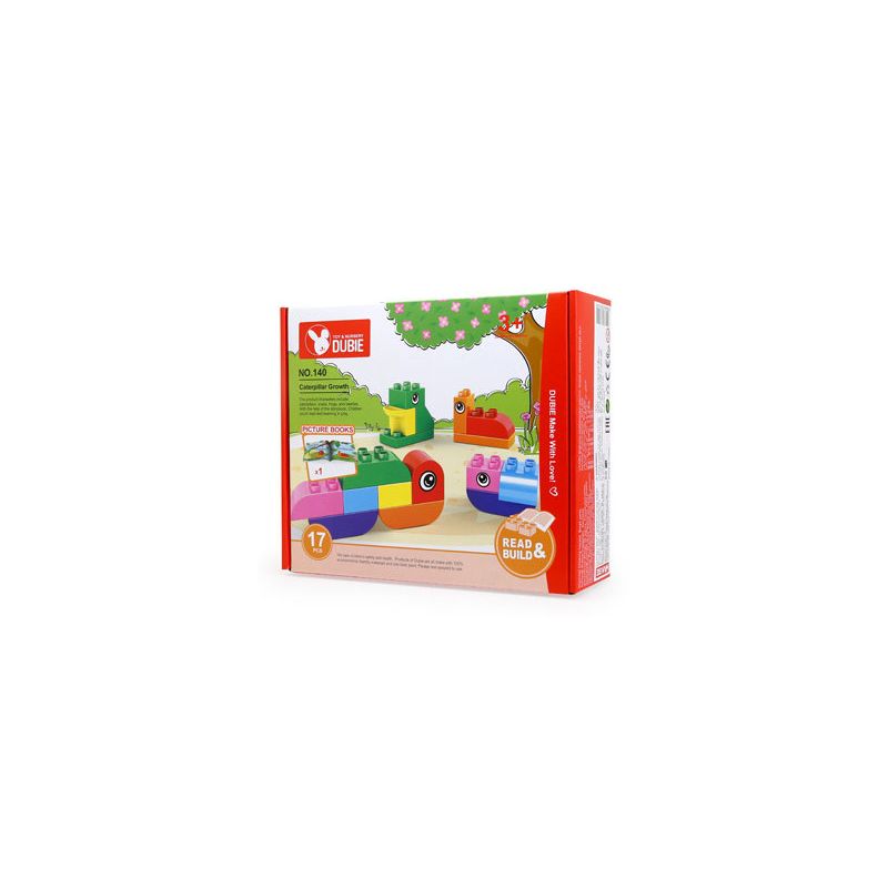 DUBIE 140 non  SỰ PHÁT TRIỂN CỦA SÂU BƯỚM bộ đồ chơi xếp lắp ráp ghép mô hình Pre-School CATERPILLAR GROWTH Mẫu Giáo 17 khối