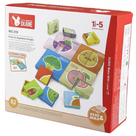 DUBIE 310 non  CÂU ĐỐ VỀ RAU CỦ QUẢ bộ đồ chơi xếp lắp ráp ghép mô hình Pre-School Mẫu Giáo 82 khối