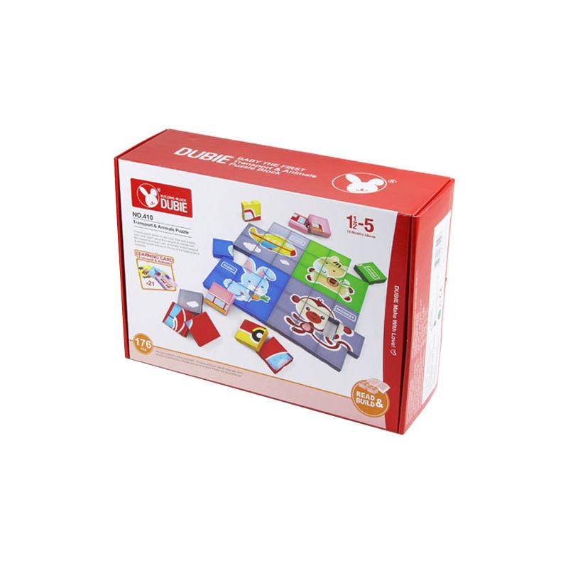 DUBIE 410 non Lego CÂU ĐỐ GIAO THÔNG VÀ ĐỘNG VẬT bộ đồ chơi xếp lắp ráp ghép mô hình Pre-School TRAFFIC & ANIMAL PUZZLE Mẫu Giáo 176 khối