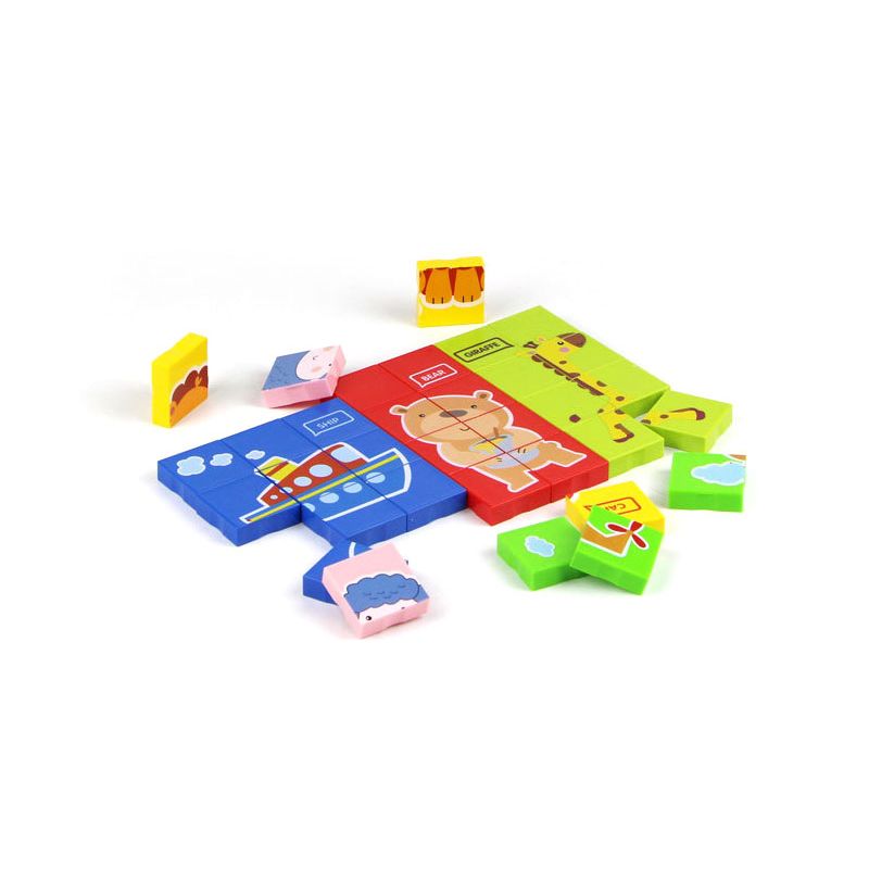 DUBIE 410 non  CÂU ĐỐ GIAO THÔNG VÀ ĐỘNG VẬT bộ đồ chơi xếp lắp ráp ghép mô hình Pre-School TRAFFIC & ANIMAL PUZZLE Mẫu Giáo 176 khối