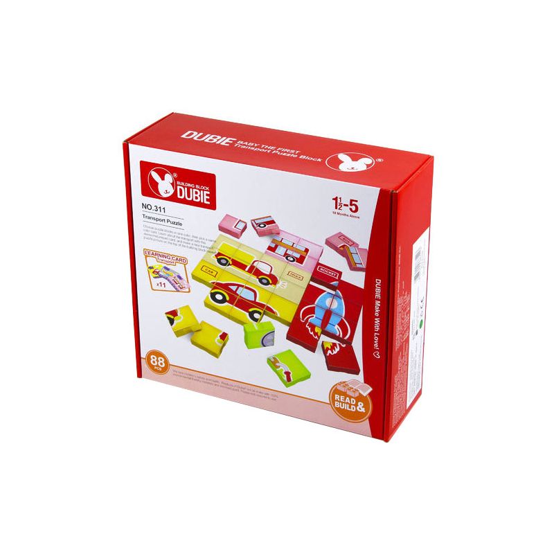 DUBIE 311 non  CÂU ĐỐ GIAO THÔNG bộ đồ chơi xếp lắp ráp ghép mô hình Pre-School TRANSPORT PUZZLE Mẫu Giáo 88 khối