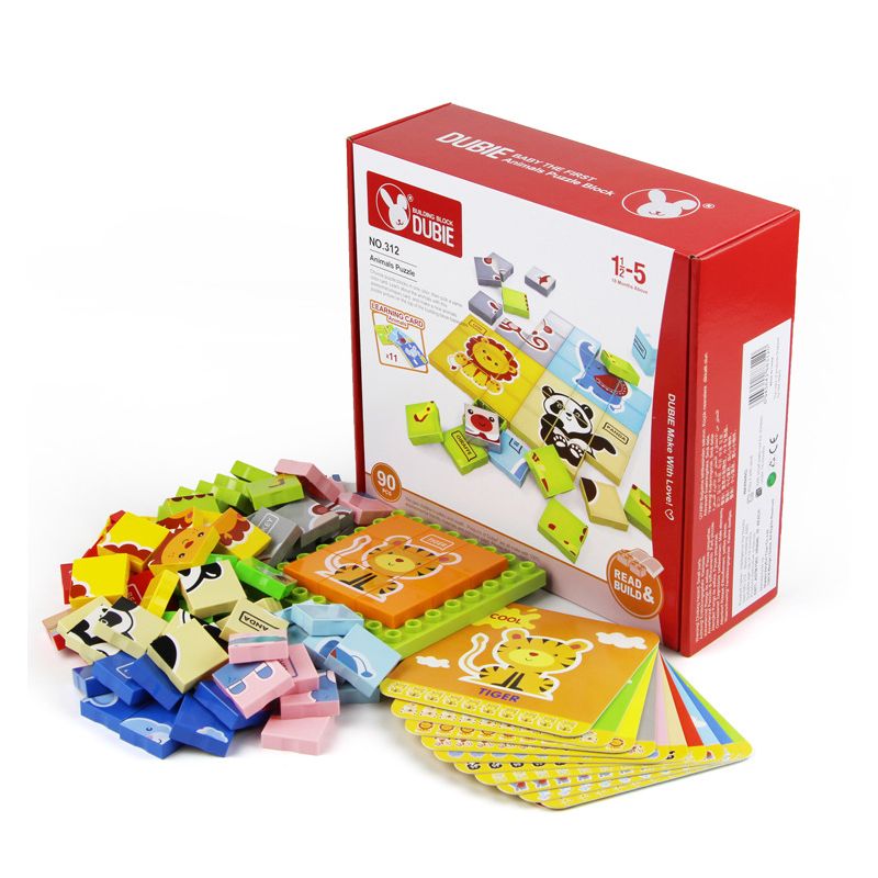 DUBIE 312 non Lego CÂU ĐỐ VỀ ĐỘNG VẬT bộ đồ chơi xếp lắp ráp ghép mô hình Pre-School Mẫu Giáo 90 khối