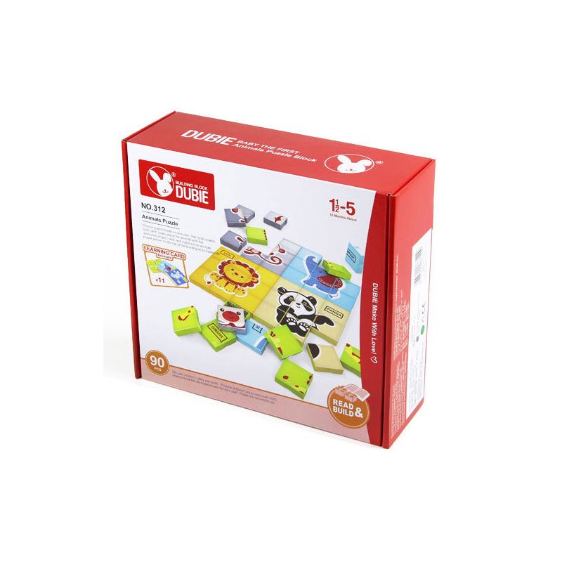 DUBIE 312 non  CÂU ĐỐ VỀ ĐỘNG VẬT bộ đồ chơi xếp lắp ráp ghép mô hình Pre-School Mẫu Giáo 90 khối