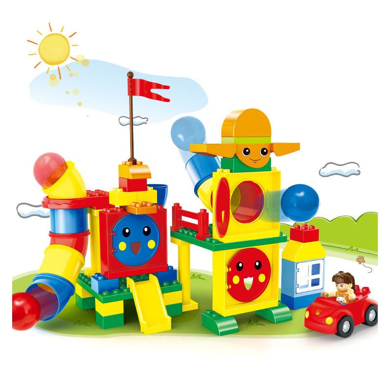 DUBIE 520 non  THIÊN ĐƯỜNG ỐNG bộ đồ chơi xếp lắp ráp ghép mô hình Pre-School Mẫu Giáo 63 khối