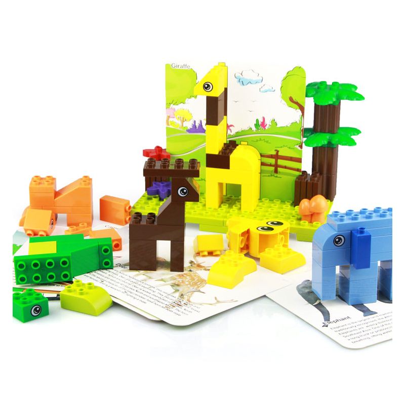 DUBIE 541 non  VƯỜN BÁCH THÚ bộ đồ chơi xếp lắp ráp ghép mô hình Pre-School ZOO Mẫu Giáo 100 khối