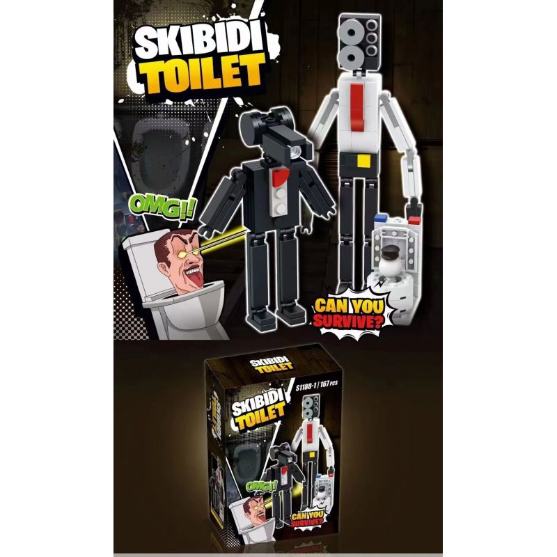 S1188 1188 non  TOILET MAN XÂM LƯỢC 4 MẪU bộ đồ chơi xếp lắp ráp ghép mô hình Movie & Game SKIBIDI TOILET Phim Và Trò Chơi 671 khối
