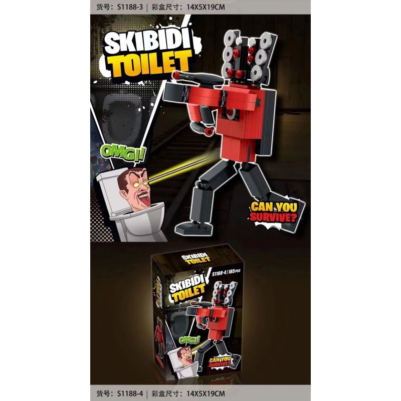 S1188 1188 non  TOILET MAN XÂM LƯỢC 4 MẪU bộ đồ chơi xếp lắp ráp ghép mô hình Movie & Game SKIBIDI TOILET Phim Và Trò Chơi 671 khối