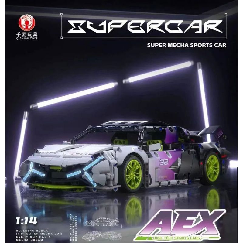 QIANMAI QM00053 00053 non  SIÊU XE BÒ MÀU TRẮNG GRADIENT tỷ lệ 1:14 bộ đồ chơi xếp lắp ráp ghép mô hình  AEX Kỹ Thuật Công Nghệ Cao Mô Hình Phương Tiện 1106 khối
