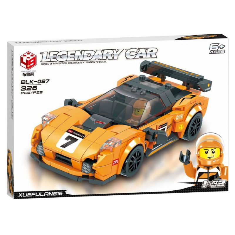 BRUCCO BLK-087 RC-187 non Lego CHEVROLET ZRI tỷ lệ 1:32 bộ đồ chơi xếp lắp ráp ghép mô hình Speed Champions Racing Cars CORVETTE ZRI Đua Xe Công Thức 326 khối