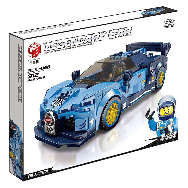 BRUCCO BLK-066 RC-166 non  BUGATTI tỷ lệ 1:32 bộ đồ chơi xếp lắp ráp ghép mô hình Speed Champions Racing Cars Đua Xe Công Thức 312 khối