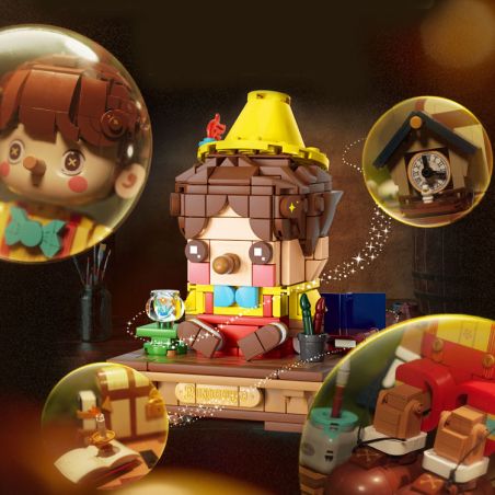WEKKI G2307 2307 non  THỊ TRẤN CỔ TÍCH MINI PINOCCHIO bộ đồ chơi xếp lắp ráp ghép mô hình Brickheadz FAIRY TALE TOWN MINI PINOCCHIO Nhân Vật Đầu To