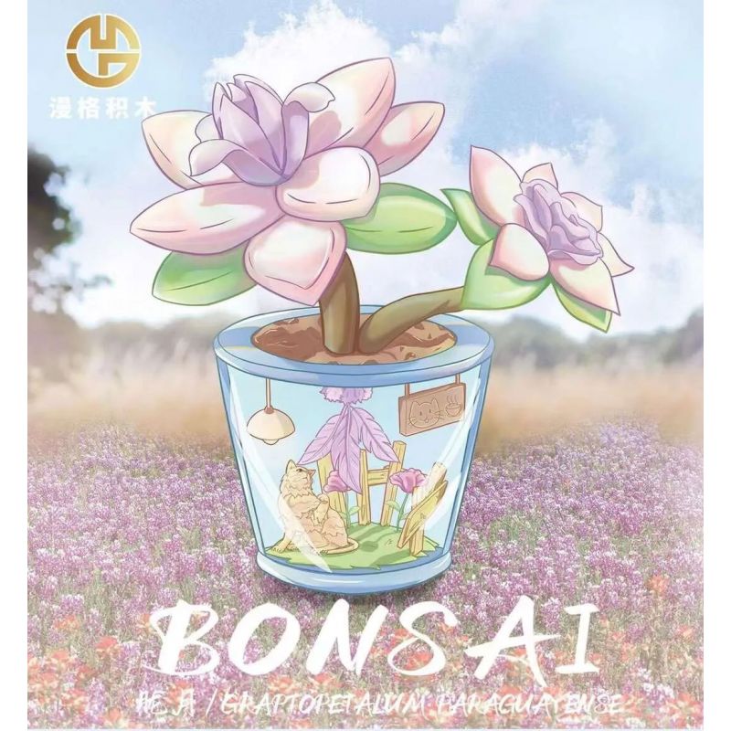 MANGE TECHNOLOGY 9131 non  CHẬU CÂY DỄ THƯƠNG TRĂNG MỜ CHÚ MÈO NGỘ NGHĨNH bộ đồ chơi xếp lắp ráp ghép mô hình Creator BONSAI Sáng Tạo 173 khối