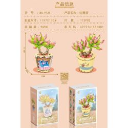 MANGE TECHNOLOGY 9128 non  CHẬU CÂY DỄ THƯƠNG LÂU ĐÀI SEN ĐỎ bộ đồ chơi xếp lắp ráp ghép mô hình Creator BONSAI E.WALTHER Sáng Tạo 173 khối