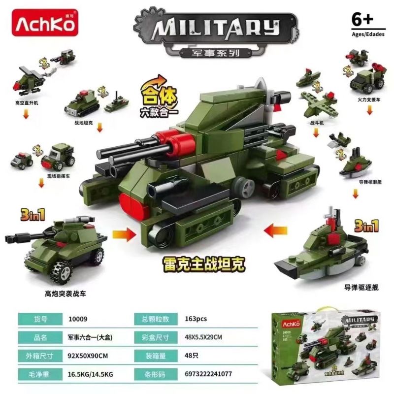 ACHKO 10009 non  XE TĂNG CHIẾN ĐẤU CHỦ LỰC HỒ bộ đồ chơi xếp lắp ráp ghép mô hình Military Army Quân Sự Bộ Đội 163 khối