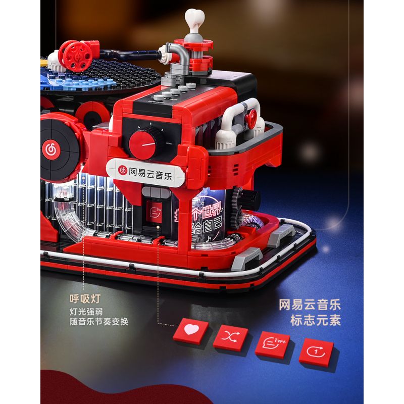 KEEPPLEY DZ0153 0153 non  MÁY GHI ÂM VINYL NETEASE CLOUD MUSIC bộ đồ chơi xếp lắp ráp ghép mô hình