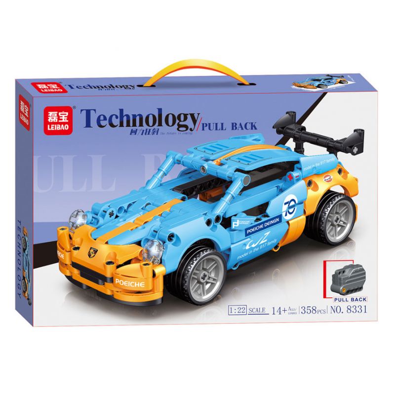 LEIBAO 8331 non  KÉO LẠI PORSCHE tỷ lệ 1:22 bộ đồ chơi xếp lắp ráp ghép mô hình  Kỹ Thuật Công Nghệ Cao Mô Hình Phương Tiện 358 khối