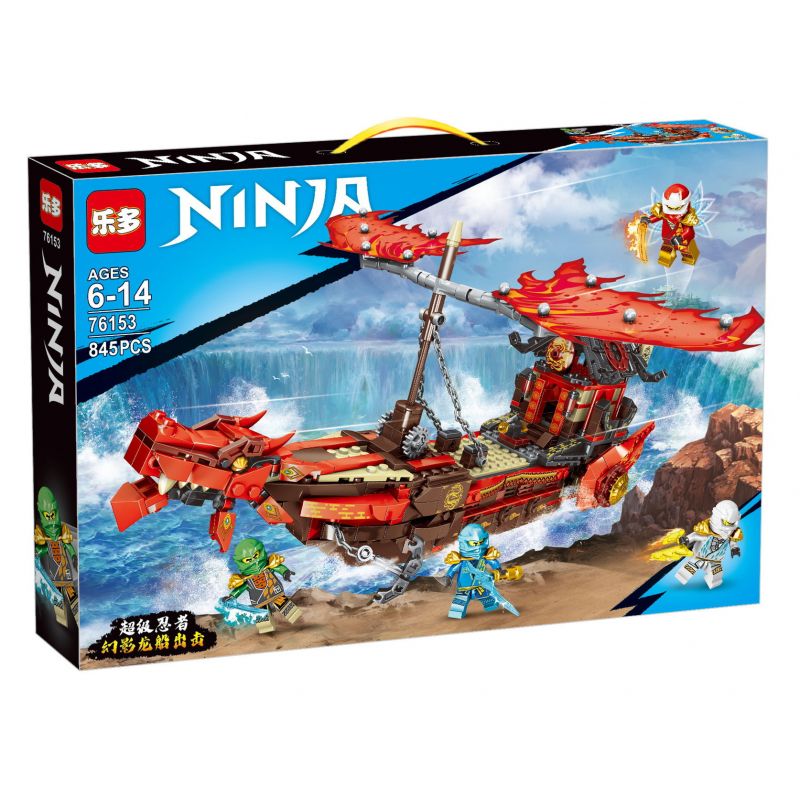 LEDUO 76153 non Lego CUỘC TẤN CÔNG TÀU RỒNG SIÊU NINJA PHANTOM bộ đồ chơi xếp lắp ráp ghép mô hình The Lego Ninjago Movie Ninja Lốc Xoáy 845 khối