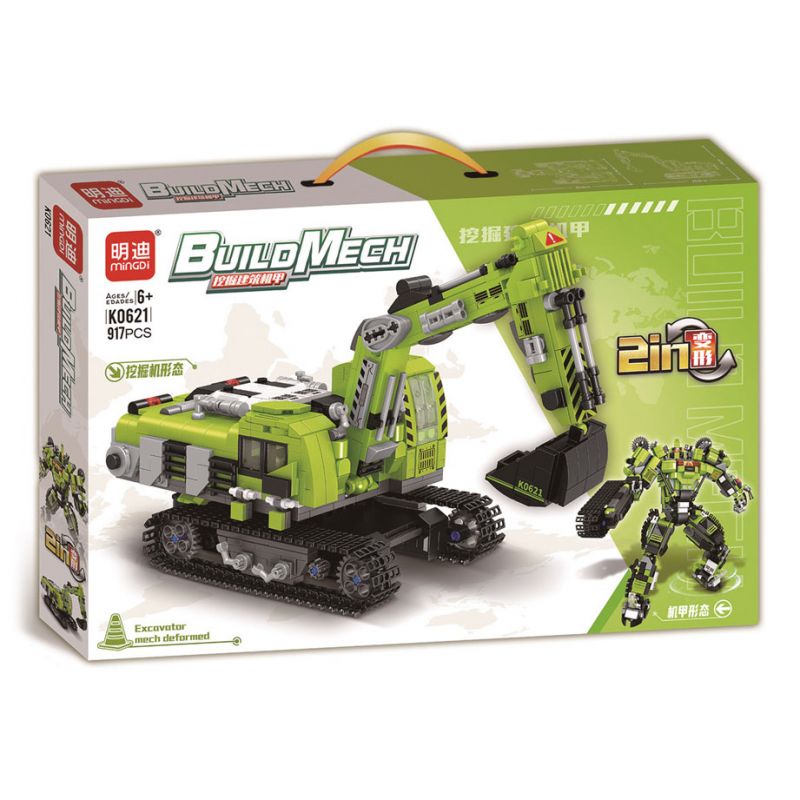 MINGDI LEIBAO K0621 0621 non  MÁY ĐÀO XÂY DỰNG bộ đồ chơi xếp lắp ráp ghép mô hình BUILD MECH 917 khối