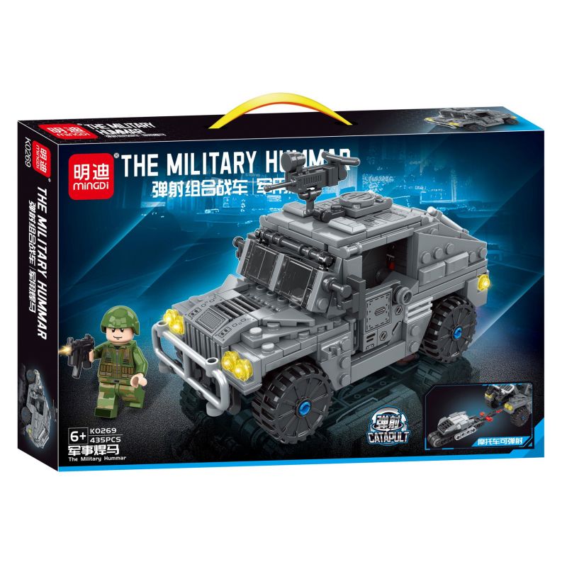 MINGDI LEIBAO K0269 0269 non Lego XE PHÓNG HỖN HỢP QUÂN SỰ HUMVEE bộ đồ chơi xếp lắp ráp ghép mô hình Military Army THE MILITARY HUMMER Quân Sự Bộ Đội 435 khối