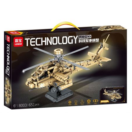 MINGDI LEIBAO 8003 non  MÔ HÌNH QUÂN SỰ CÔNG NGHỆ APACHE GUNSHIP bộ đồ chơi xếp lắp ráp ghép mô hình Military Army Quân Sự Bộ Đội 651 khối