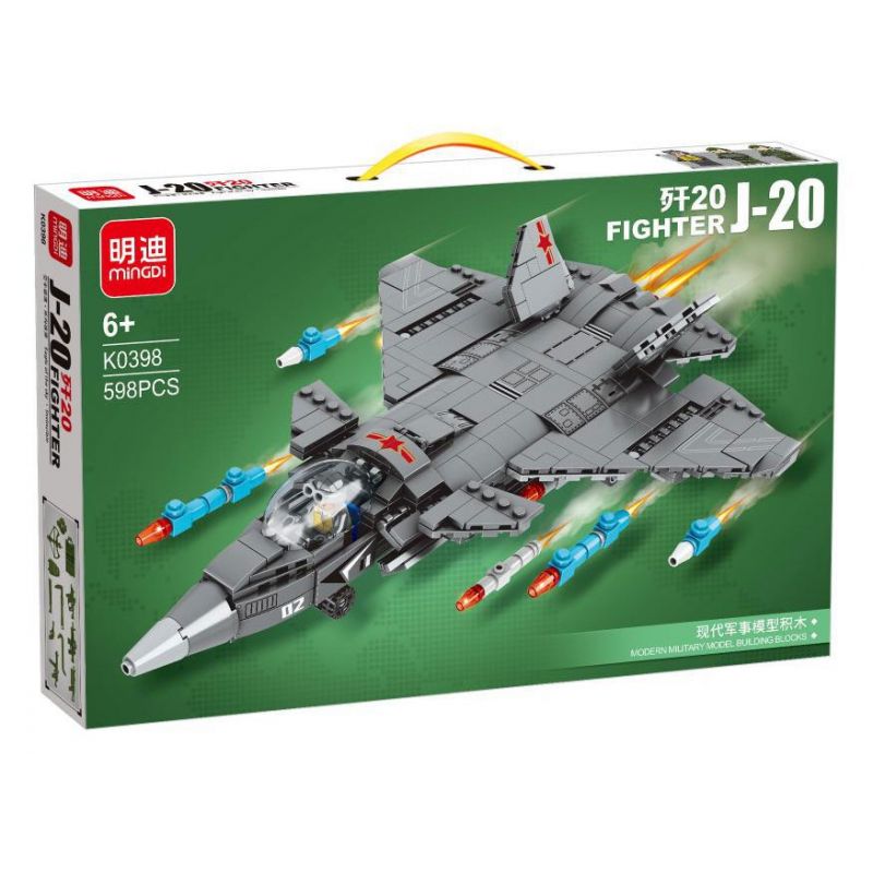 MINGDI LEIBAO K0398 0398 non Lego MÁY BAY CHIẾN ĐẤU J-20 bộ đồ chơi xếp lắp ráp ghép mô hình Military Army J-20 FIGHTER Quân Sự Bộ Đội 598 khối