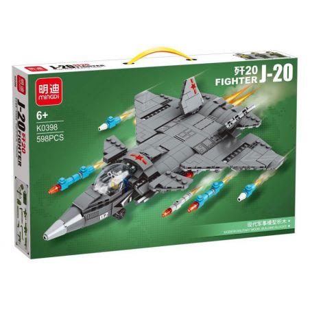 MINGDI LEIBAO K0398 0398 non  MÁY BAY CHIẾN ĐẤU J-20 bộ đồ chơi xếp lắp ráp ghép mô hình Military Army J-20 FIGHTER Quân Sự Bộ Đội 598 khối