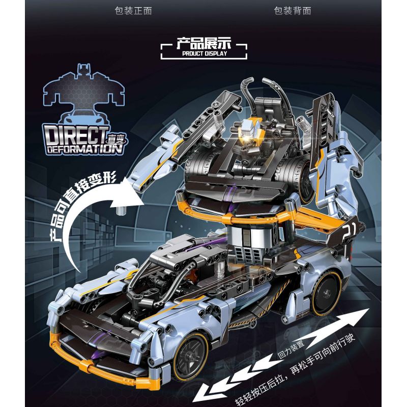 LEIBAO 8312 non  XE KÉO BIẾN HÌNH bộ đồ chơi xếp lắp ráp ghép mô hình  DEFORMATION PULL-BACK Kỹ Thuật Công Nghệ Cao Mô Hình Phương Tiện 487 khối