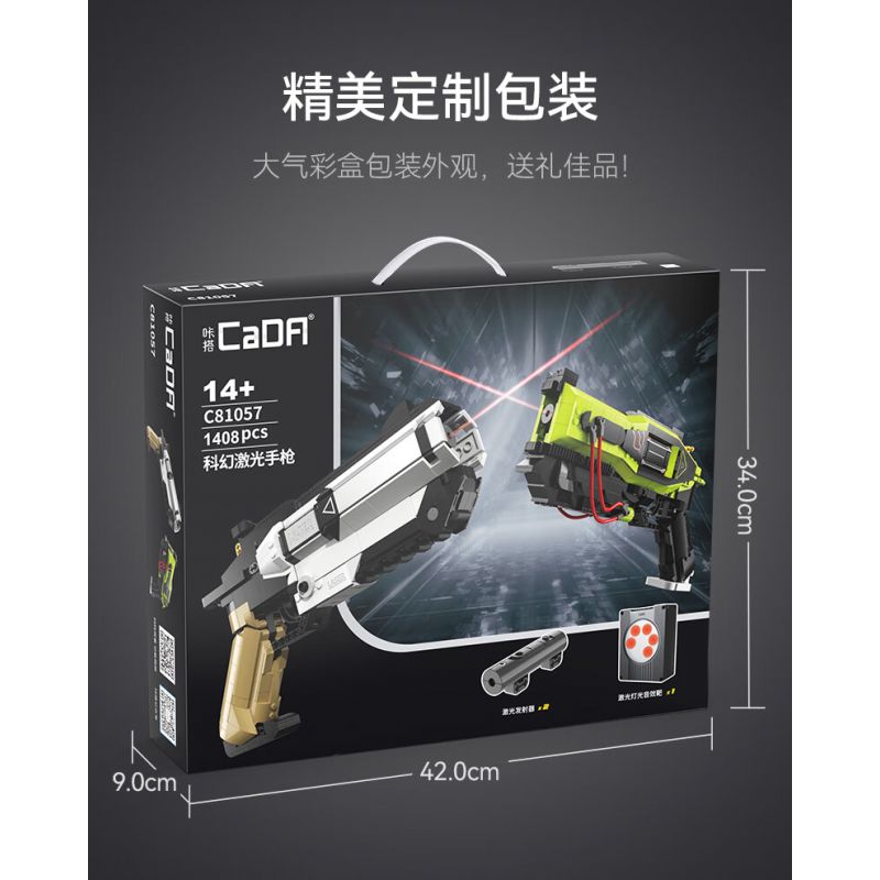 CADA DOUBLEE C81057 81057 non  SÚNG LASER KHOA HỌC VIỄN TƯỞNG bộ đồ chơi xếp lắp ráp ghép mô hình Military Army Quân Sự Bộ Đội 1408 khối