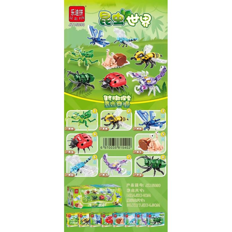 LEDIPIN JZ15090 15090 non  THẾ GIỚI CÔN TRÙNG BÍ MẬT 8 MẪU bộ đồ chơi xếp lắp ráp ghép mô hình Creator Sáng Tạo 807 khối