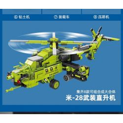 Kazi KY80464 80464 non  KỸ THUẬT ĐÔ THỊ TRỰC THĂNG VŨ TRANG MI-28 TỔ HỢP bộ đồ chơi xếp lắp ráp ghép mô hình CITY ENGINEERING 1065 khối