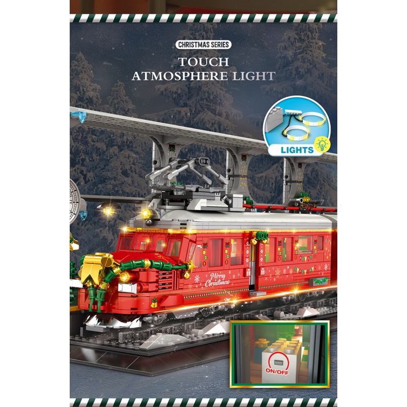 REOBRIX 66034 non  CHUYẾN TÀU GIÁNG SINH bộ đồ chơi xếp lắp ráp ghép mô hình Creator CHRISTMAS TRAIN Sáng Tạo 2822 khối
