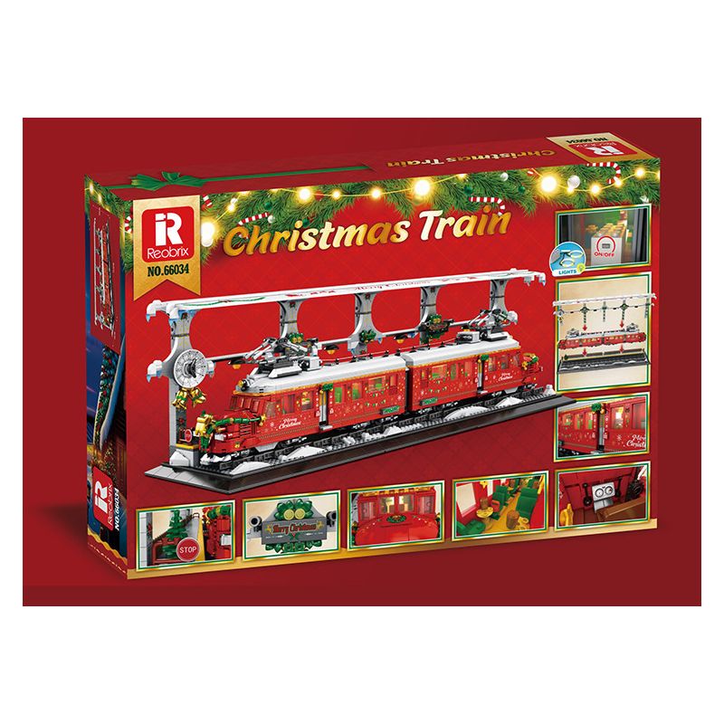 REOBRIX 66034 non  CHUYẾN TÀU GIÁNG SINH bộ đồ chơi xếp lắp ráp ghép mô hình Creator CHRISTMAS TRAIN Sáng Tạo 2822 khối