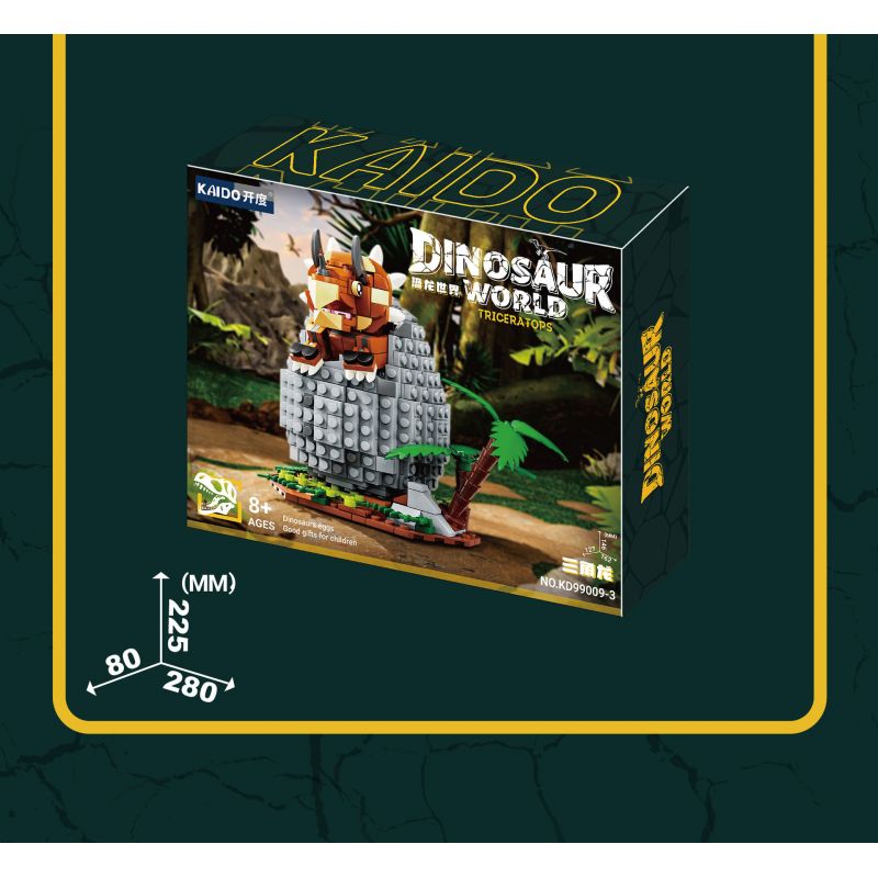 KAIDO KD99009 99009 non  THẾ GIỚI KHỦNG LONG THOÁT KHỎI VỎ 3 MÔ HÌNH VELOCIRAPTOR ANKYLOSAURUS TRICERATOPS bộ đồ chơi xếp lắp ráp ghép mô hình DINOSAUR WORLD 1488 khối