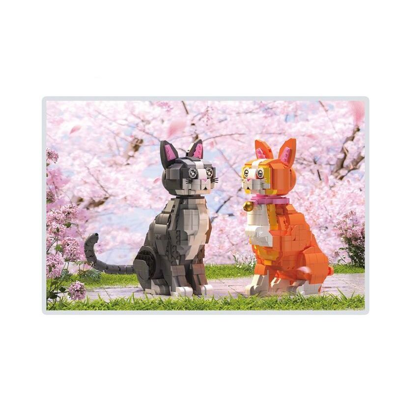 ZHEGAO DZ6119 6119 non  NHỮNG CHÚ MÈO DỄ THƯƠNG SẮP CÓ MÀU CAM bộ đồ chơi xếp lắp ráp ghép mô hình Creator CUTE CAT COMES Sáng Tạo 835 khối